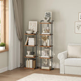 MAHANCRIS Bookshelf, 5-Tier Bookcase, Vertical Tall Narrow Book Shelf for Small Space, Open Storage Display Shelf with Stable Base & Anti-Tip Kits, for Living Room, Study, Rustic Brown BKHR11501 MAHANCRIS