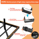 ARFARLY Floating Queen Bed Frame with LED Lights and Charging Station, Metal Platform Bed Frame Queen Size with Upholstered Headboard, No Box Spring Needed, Anti-Noise, Easy to Assemble ARFARLY