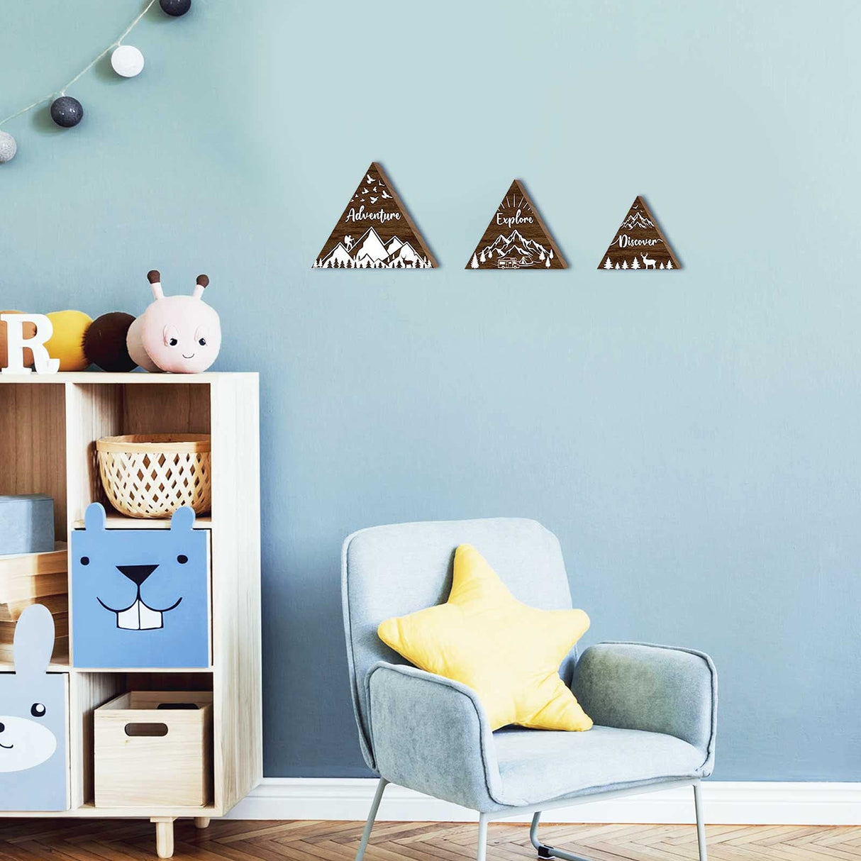 Jetec 3 Pcs Wooden Mountain Decoration Woodland Adventure Travel Adventure Mountain Table Ornament Centerpiece for Home Bedroom Bathroom Shelf Wall Rustic Farmhouse Decoration(Brown) Jetec