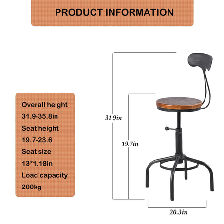 Topower 3 Piece Pub Table and Stool Set Round Bar Table Adjustable Height Coffee Table Farmhouse Counter Height Bar Stools with Backrest Silver 1 Table + 2 Stools Topower