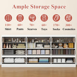 Loomie 9 Drawer Triple Dresser with Charging Station & Led Lights for Bedroom,Long 63" White Dresser TV Stand for TVs up to 75",Wide Large Drawer Dressers Organizer with 3 Open Cubbies for Hallway Loomie