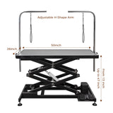 UDSONFY Electric Pet Dog Grooming Table, Heavy Duty Grooming Table Professional Double X-Lift for Large Dogs with Anti-Skid Non-Slip, Double Arms and Nooses, Adjustable Height from 13" up to 47" Black UDSONFY