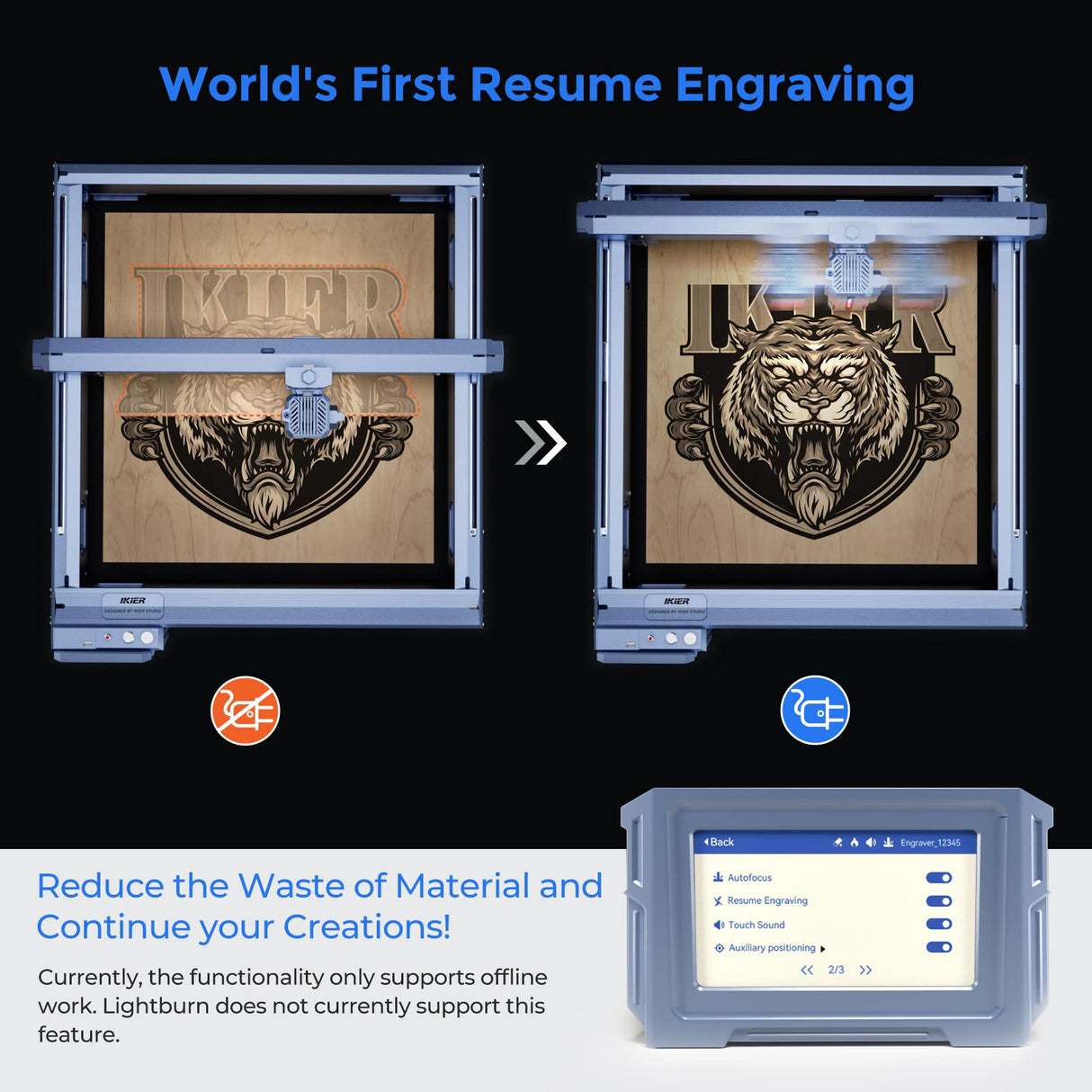 IKIER K1 Pro Laser Engraver with Air Assist 24000mW Laser Cutter DIY Laser Engraving Machine for Wood, Metal, Craft Paper, Acrylic, Leather IKIER