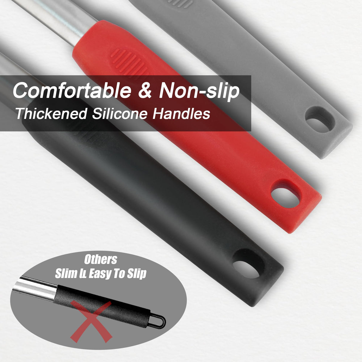 2 Pack Silicone Spatula Set,Solid & Slotted Spatulas Silicone Heat Resistant,Turner Spatulas for Kitchen Use,Rubber Spatulas for Fish, Eggs, Pancakes, WOK, Silicone Cooking Utensils Qukaka