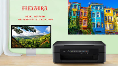 FlexAura 812XL Ink Empty Refillable Ink Cartridges with Chip Suitable 812XL Workforce Pro WF-7840 WF-7820 WF-7310 EC-C7000 Empty Cartridge Printers Used for Regular Or Sublimation Ink Cartridges