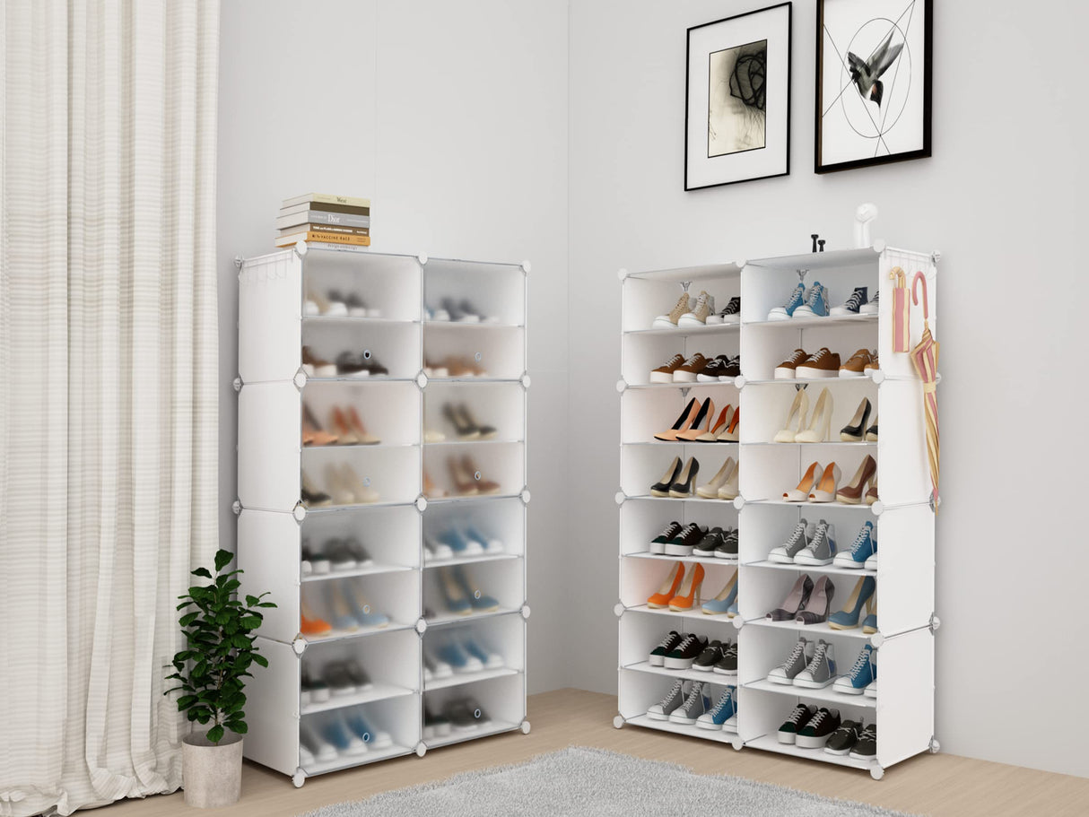 HOMICKER Shoe Storage,32 Pairs Shoe Rack Organizer for Closet Shoe Cabinet with Door Shoe Shelves for Closet,Entryway,Hallway,Bedroom HOMICKER