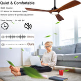 Ceiling Fans with Lights, 52 Inch Ceiling Fan with Remote/APP Control,3CCT Dimmable Light,Noiseless Reversible DC Motor,3 Solid Wood Blades,Indoor/Outdoor Ceiling Fans for Bedroom,Farmhouse,Patio ducrew