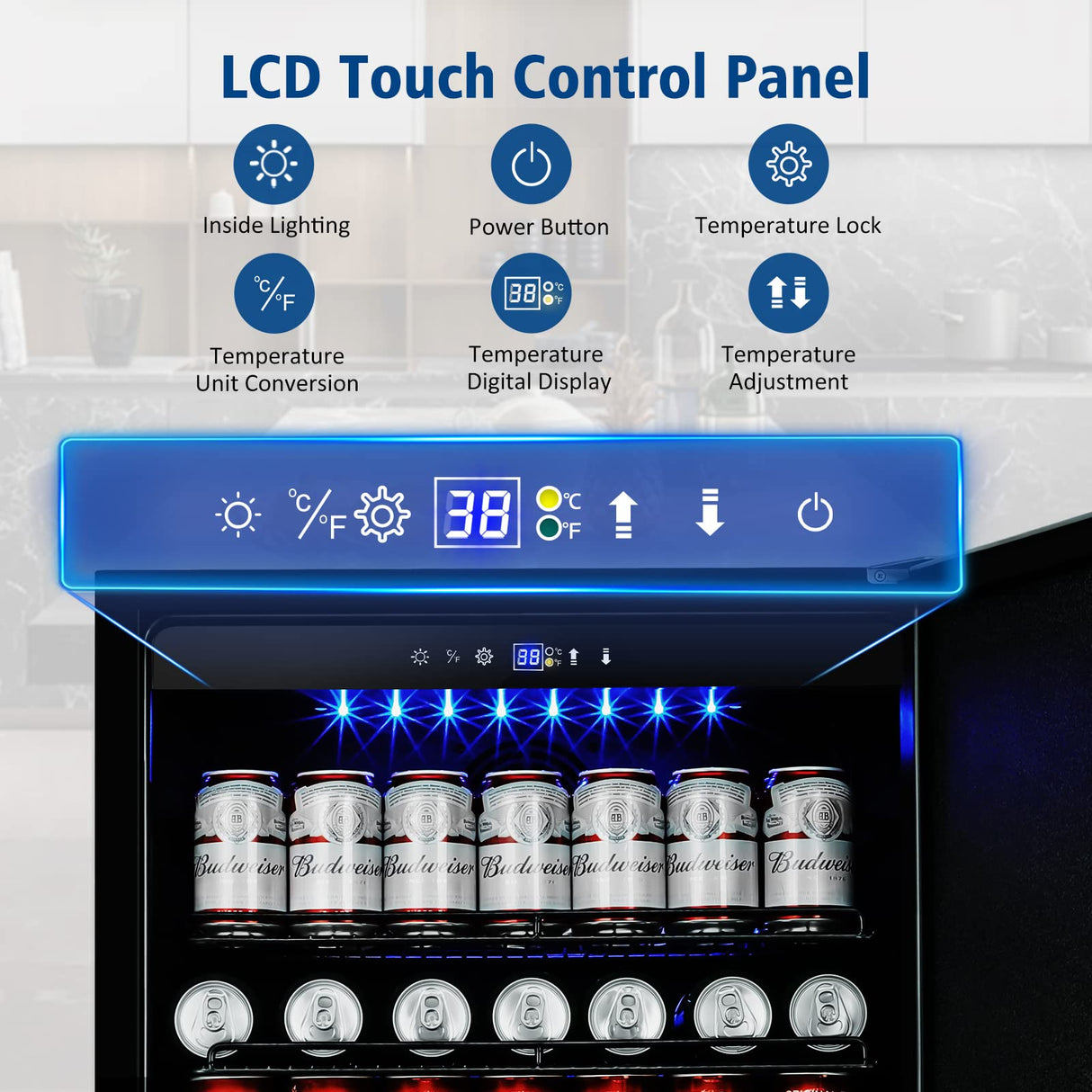 Velivi 24 Inch Beverage Refrigerator Outdoor, Under Counter Beverage Cooler for Patio, Built-in Drink Fridge 210 Cans, with Stainless Steel Door for Soda, Beer, Wine Velivi