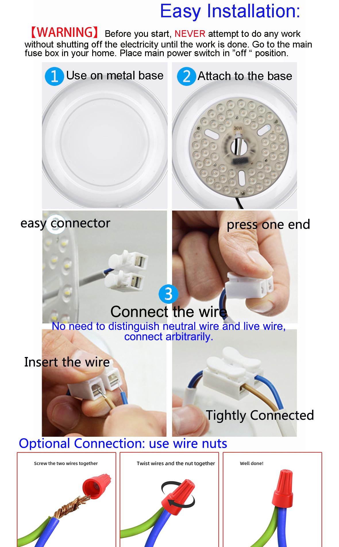 36W 6.4" LED Ceiling Fan Light Kit - Replacement LED Light Board Panel with 3 Color Temperature Memory Function OLYMSTAR