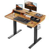 ErGear Electric Standing Desk with Drawers, 40″ x 24″ Gaming Desk with Monitor Stand, C-Clamp Mount Compatible, Home Office Height-Adjustable Desk with Storage Shelf, 4 Preset Heights, Vintage Brown ErGear