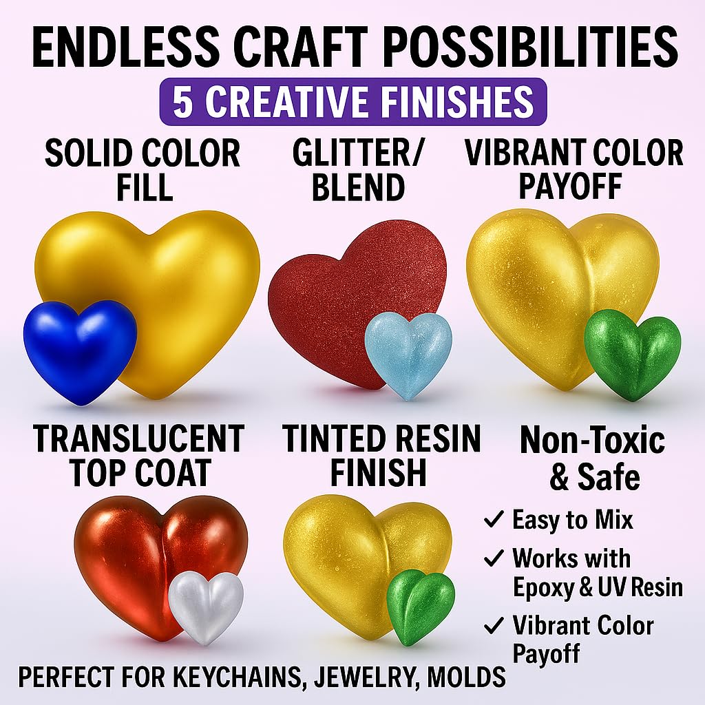 BALTIC DAY Chrome Powder for Nails & Resin – 10 Colors Mirror Chrome Pigment, Holographic Mica Powder for Nail Art, Epoxy, Tumblers, Slime, Crafts – 2g Each Jar BALTIC DAY