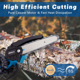 O-CONN Mini Chainsaw Cordless 6 Inch Handheld Chain Saw with Security Lock & Auto Oiler System, Portable Electric Small Chainsaw for Tree Branches, Courtyard, Household & Garden O-CONN