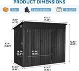 BinpLax 8'x4' Shed Galvanized Steel Storage Sheds with Triple Doors Weatherproof Outdoor Utility Sheds, Dual Lock Lean to Shed with Sloped Roof for Mower, Bike, Generator, Garden Tools (Black) BinpLax