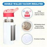 Gekestory Kids Sublimation Tumblers, Sublimation Sippy Cup Blank, 6 PACK 12oz Sublimation Water Bottle Blanks for DIY Crafting Gift (6) Gekestory