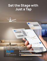 Dreo Smart Ceiling Fan with Lights, 52 Inch, 12 Speeds & 3 Fan Modes, Stepless Color Tones, Dimmable LED Light, 12H Timer, Quiet DC Motor, Remote/APP/Alexa Control, White Ceiling Fans Indoor Dreo