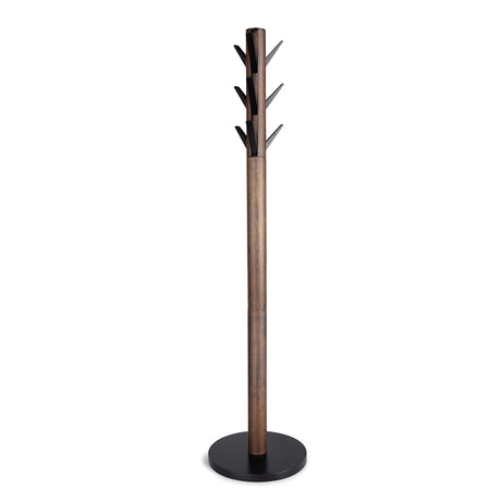 Umbra Flapper Coat Rack, Clothing Hanger, Umbrella Holder, and Hat Organizer, Great for Entryway, Black/Walnut (320361-048) Umbra