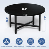FURMORENE Coffee Table, 23.6" Small Coffee Tables, Black Round Coffee Tables for Living Room, Floor Table for Sitting on The Floor, Center Coffee Table with Metal Frame for Office Apartment Home FURMORENE