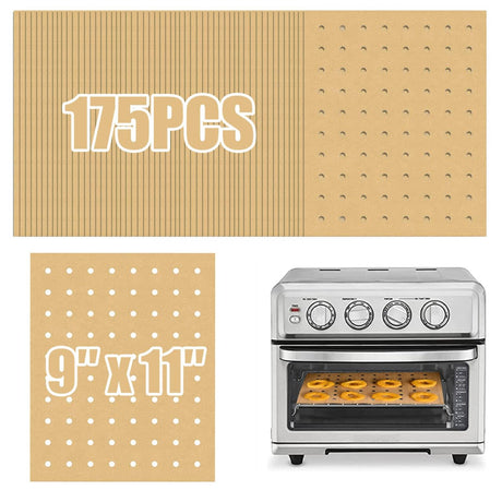 GOAUS Parchment Paper Sheets 9x11 Inch, Air Fryer Toaster Oven Liners Rectangular 175 pcs, Disposable Paper Liners Perforated Fit Cuisinart, Emeril Lagasse, Ninja Foodi, Breville, Instant Pot GOAUS