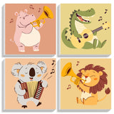 4 Pack Paint by Numbers Kit for Kids with Wooden Frame, Animals Easy Framed Paint by Numbers for Kids Age 4-8-12, DIY Simple Acrylic Oil Kids Painting by Numebrs Kit for Home Wall Decor (8x8 Inch) Offito