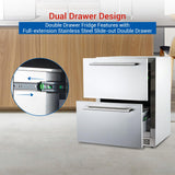 Garvee 24 inch Undercounter Refrigerator, 5.12 Cu.Ft Outdoor Fridge for Patio, Wine and Beverage Refrigerator, Drawer Refrigerator Under Counter Fridge Ideal for Home and Commercial (Silver) Garvee