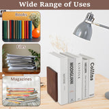 LOYORTY 2 Pair Walnut Book Ends, Large Bookends for Shelves, Wood Bookends for Heavy Books, Decorative Book Shelf LOYORTY