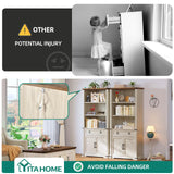 YITAHOME Farmhouse Bookcase with Doors and Drawers, 70" Tall Bookshelf with Storage Shelves, Standing Display Shelf Organizer Rack for Home Office, Living Room, White+Walnut YITAHOME