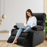 GNMLP2020 Manual Recliner Chairs for Adults, Anti-Scratch Leather Single Sofa Recliner Chairs,Small Recliner Chair for Small Space, RV, Living Room, Black GNMLP2020
