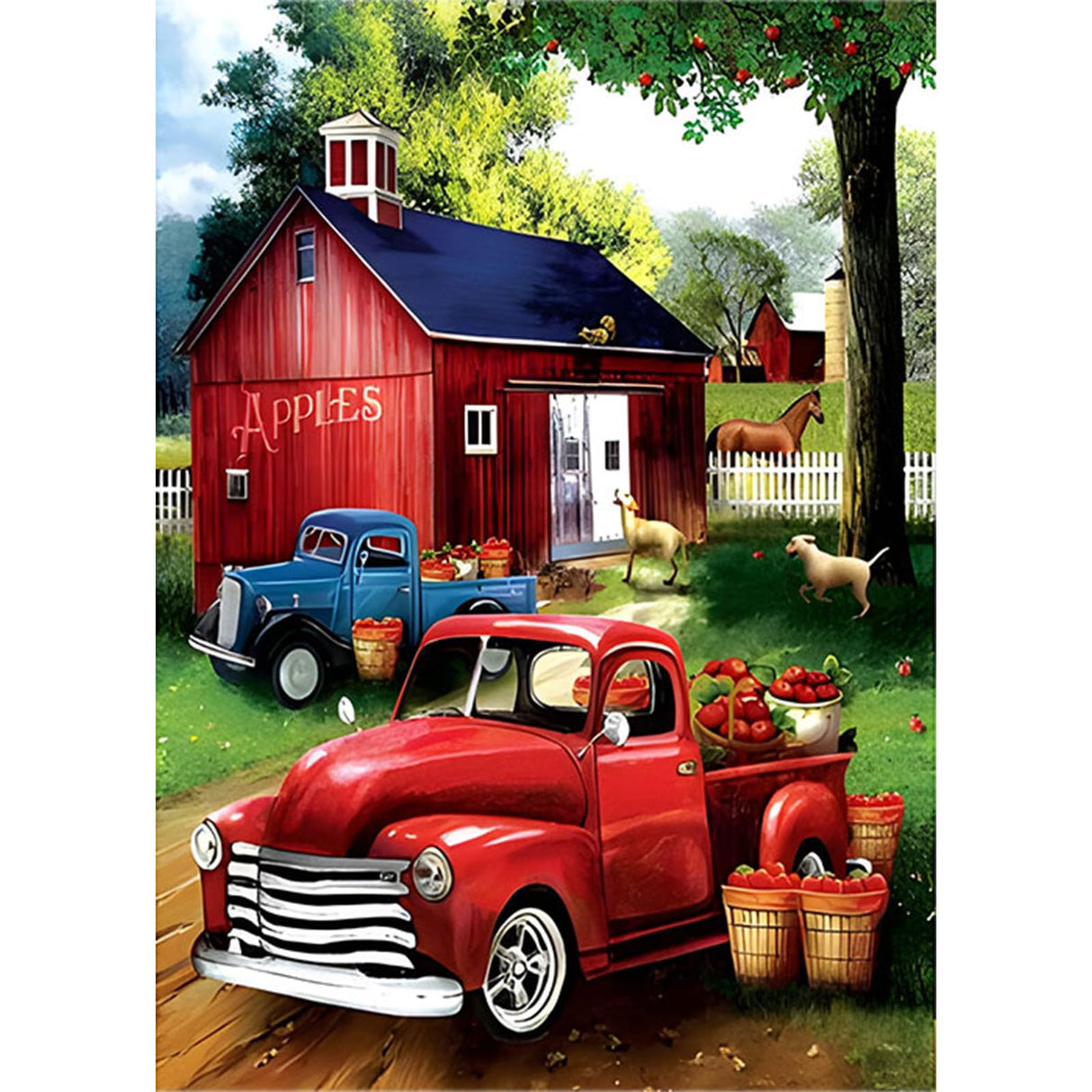 SENQAO Red Truck Diamond Painting Kits for Adults - Full Drill Diamond Dots Paintings for Beginners, Round 5D Paint with Diamonds Pictures Gem Art Painting Kits DIY Adult Crafts Kits 12x16inch SENQAO