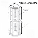 Trygoal 70" H Lighted Corner Display Cabinet, Wooden Storage Display Case with Tempered Glass Doors, Accent Cabinet with Adjustable Shelves for Living Room, Oak Trygoal