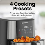 Chefman TurboFry Touch Air Fryer, Large 5-Quart Family Size, One Touch Digital Control Presets, French Fries, Chicken, Meat, Fish, Nonstick Dishwasher-Safe Parts, Automatic Shutoff, Stainless Steel Chefman