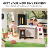 Tiny Land Doll House, Modern Family Dollhouse with Realistic Design, Wooden Dollhouse with 53Pcs Furniture - Ideal Gift for Kids Ages 3+ Tiny Land