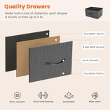 Dresser for Bedroom with 5 Drawers, Anti-Tip Wide Fabric Chests Storage Organizer Tower Furniture, TV Stand for TV up to 45 inch with Wooden Top Metal Frame for Clothes, Living Room, Hallway, Entryway Atilioo