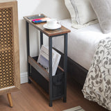Slim Charging End Table with Storage - For Small Spaces and Bedroom BAMGROW