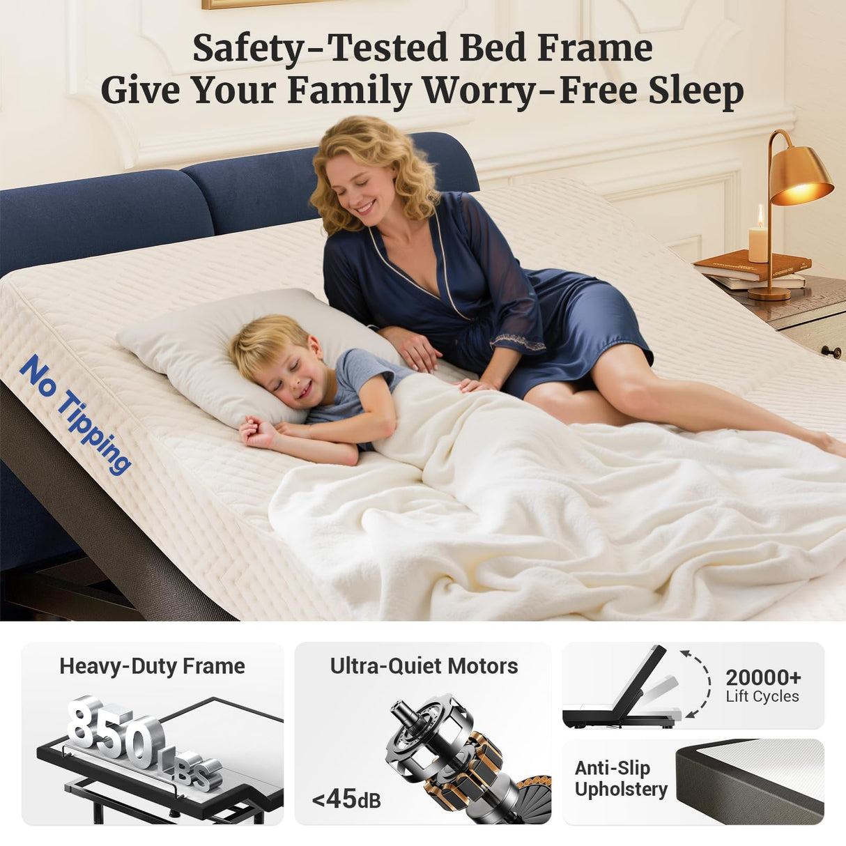 Tami Tami T600 Adjustable Bed Frame Split King Size with Remote & Massage - Syncable Electric Beds Bases, Zero Gravity, Dual Side USB, Nightlight, Quiet Motor, 5 Min Easy Assembly Tami Tami
