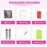 RICUVED Diamond Art Kits for Adults, White Tiger Diamond Painting Kits for Beginners, Animal Flowers DIY 5D Full Round Drill Gem Crystal Rhinestone Art and Craft Kit for Gift Home Wall Decor 30x30cm RICUVED