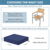 WEOAVRY Outdoor Chair Cushions Set of 2, Waterproof Patio Chair Cushions, Patio Furniture Cushions with Ties, Outdoor Wicker Replacement Seat Cushions, 19 x 19 x 3 inch, Blue WEOAVRY