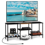 TV Stands for Living Room 50 inch TV Stand with Power Outlet Entertainment Center with Storage 3 Tier TV Console Table for 50 43 40 32 inch TV, Black Luplom