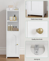 Hzuaneri Bathroom Storage Cabinet, Corner Floor Cabinet with Doors and Adjustable Shelf, Narrow Toilet Paper Cabinet, Bathroom Organizer for Small Spaces, White BC19703X Hzuaneri