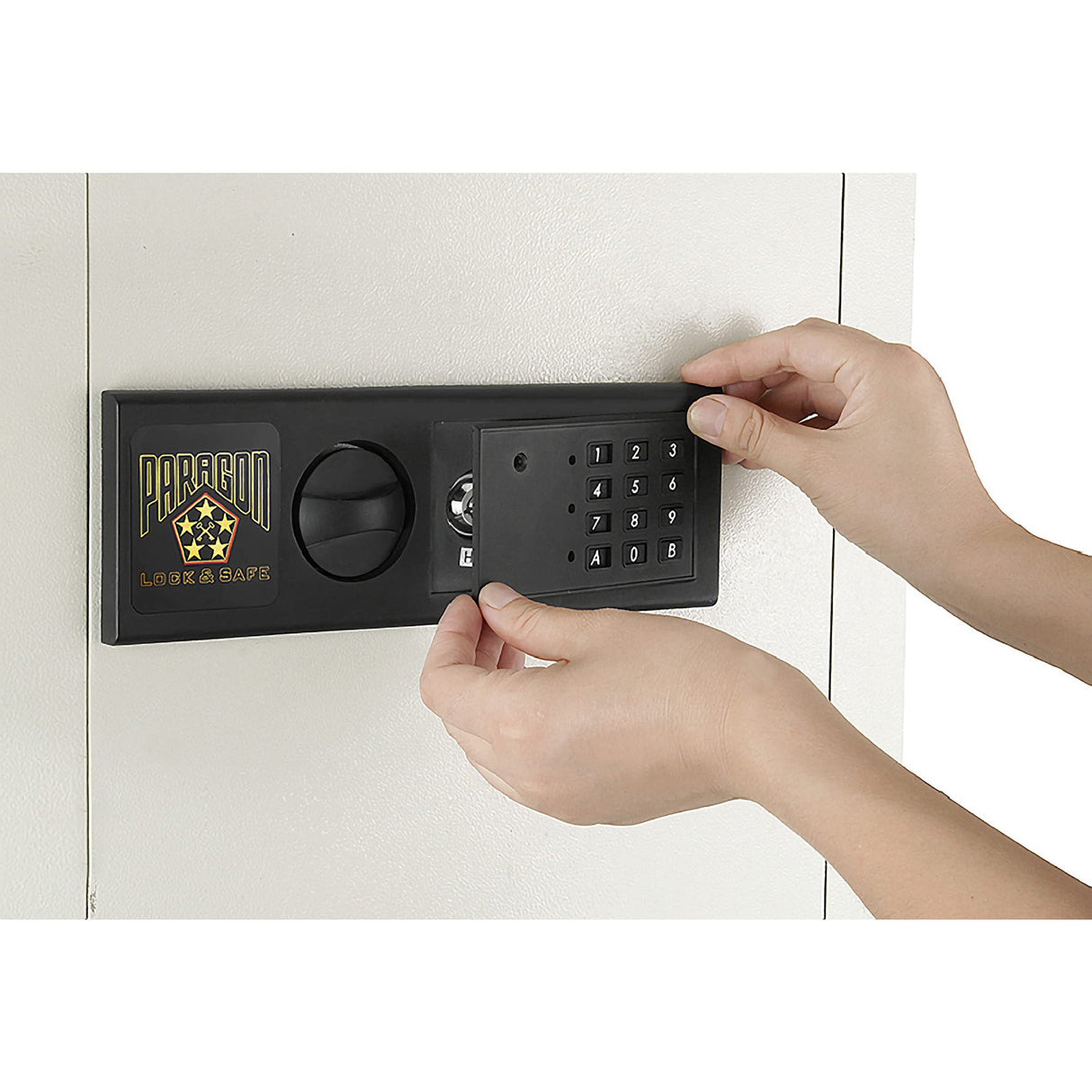 In-Wall Safe - Home or Business Safe with LED Keypad and 2 Manual Override Keys - Protects Cash, Jewelry, Passports, and More by Paragon Safes (Cream) Paragon Lock & Safe