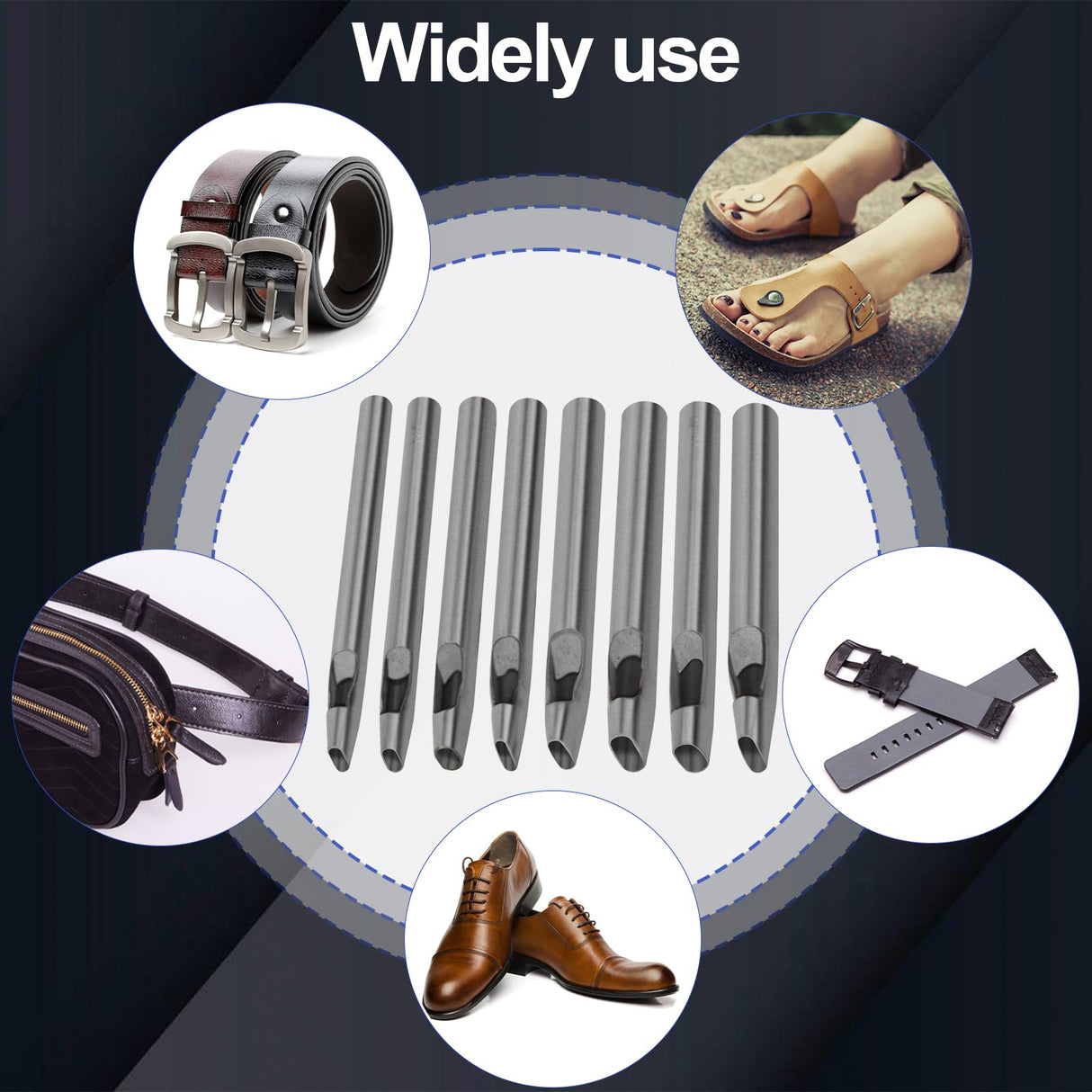 8 Size Oval Hole Punch for Leather 2mm-5mm, Boyistar Leather Craft Punch Tools Set Hollow Punching Oval Belt Hole Cutter Tool for Watch Band, Belt, Leather Crafting with Storage Box Boyistar