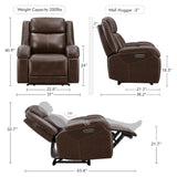 Watson & Whitely Genuine Leather Power Recliner Chairs for Adults, Wall Hugger RV Recliner with Power Headrest & Charging Ports, Electric Recliner Sofa Chair for Living Room, Dark Brown Watson & Whitely