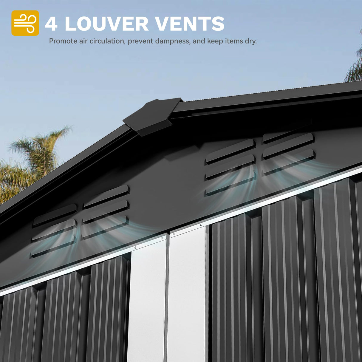 DWVO 6x4ft Outdoor Storage Shed, Weatherproof Tool Shed w/Locking Entry & Ventilation for Grass Cutter, Bike, Equipment, Courtyard, Garden (Dark Gray) DWVO