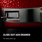 Kamado Joe® Classic Joe™ I Premium 18-inch Ceramic Charcoal Grill and Smoker in Red with Cart, Side Shelves, Grill Gripper, and Ash Tool. 250 Cooking Square Inches, 2 Tier Cooking System, Model KJ23RH Kamado Joe