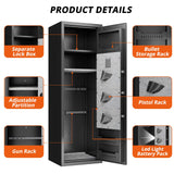 Gun Safes Cabinets Biometric Fingerprint Gun Safes Fireproof for 5 Home Rifle Shotguns and 3 Pistols with 3 Ammunition Storage Rack and Led Light Hymnxemo