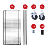 Alera 5-Shelf Wire Shelving Kit with Casters and Shelf Liners, 36w X 18d X 72h, Black Anthracite Alera