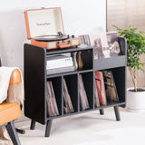 UODERS Record Player Stand, Large Record Player Table Cabinet with Open Vinyl Storage and Display Shelf Holds up to 350 Albums, Mid Century Wood Turntable for Living Room, Bedroom UODERS