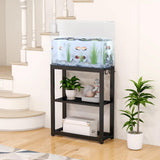 Livofloral 10-20 Gallon Fish Tank Stand with Storage Shelf, Aquarium Stand Measuring 24.8" W x 9.5" D x 30.1" H with Hooks,Heavy Duty Metal Turtle Reptile Tank Stand, Easy Assemble Livofloral