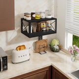 Homode Floating Nightstand, 2 Tier Wall Mounted Nightstand with Cable Hole, Wooden Floating Bedside Table, Bedside Wall Shelf for Bedroom Bathroom Living Room Kitchen Office, Black Homode