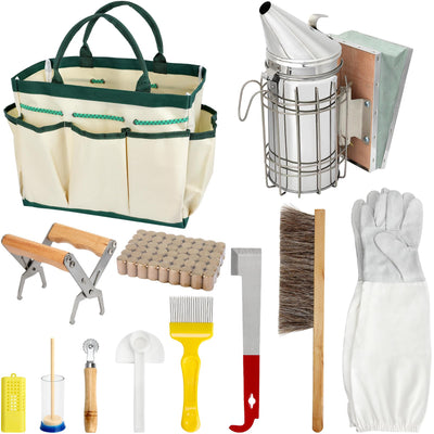 Blisstime 12pcs Bee Hives Starter Kit Beekeeping Supplies, Bee Keeping Supplies-All, Bee Supplies and Equipment with Bee Smoker, Honey Bee Hive Tools for Beginners and Bee Keeper