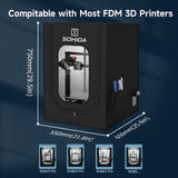 3D Printer Enclosure with Ventilation Kit & LED Strip, 25.59x21.65x29.53 Fireproof & Dustproof Constant Temperature Protective Cover for Ceality Ender 3/Ender 3Pro/Ender SOHIDA